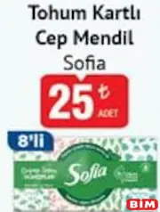 SOFİA TOHUM KARTLI CEP MENDİL 8'Lİ fiyat ve kampanya bilgisi